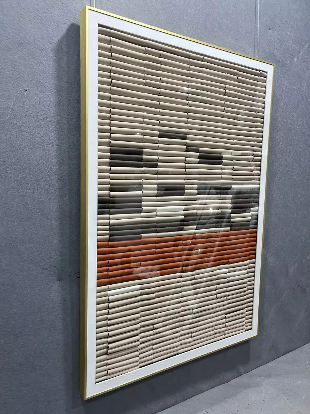 Burnished Leather Texture Abstract Wall Decor Vertical Design | Art Smiley Decor UAE
