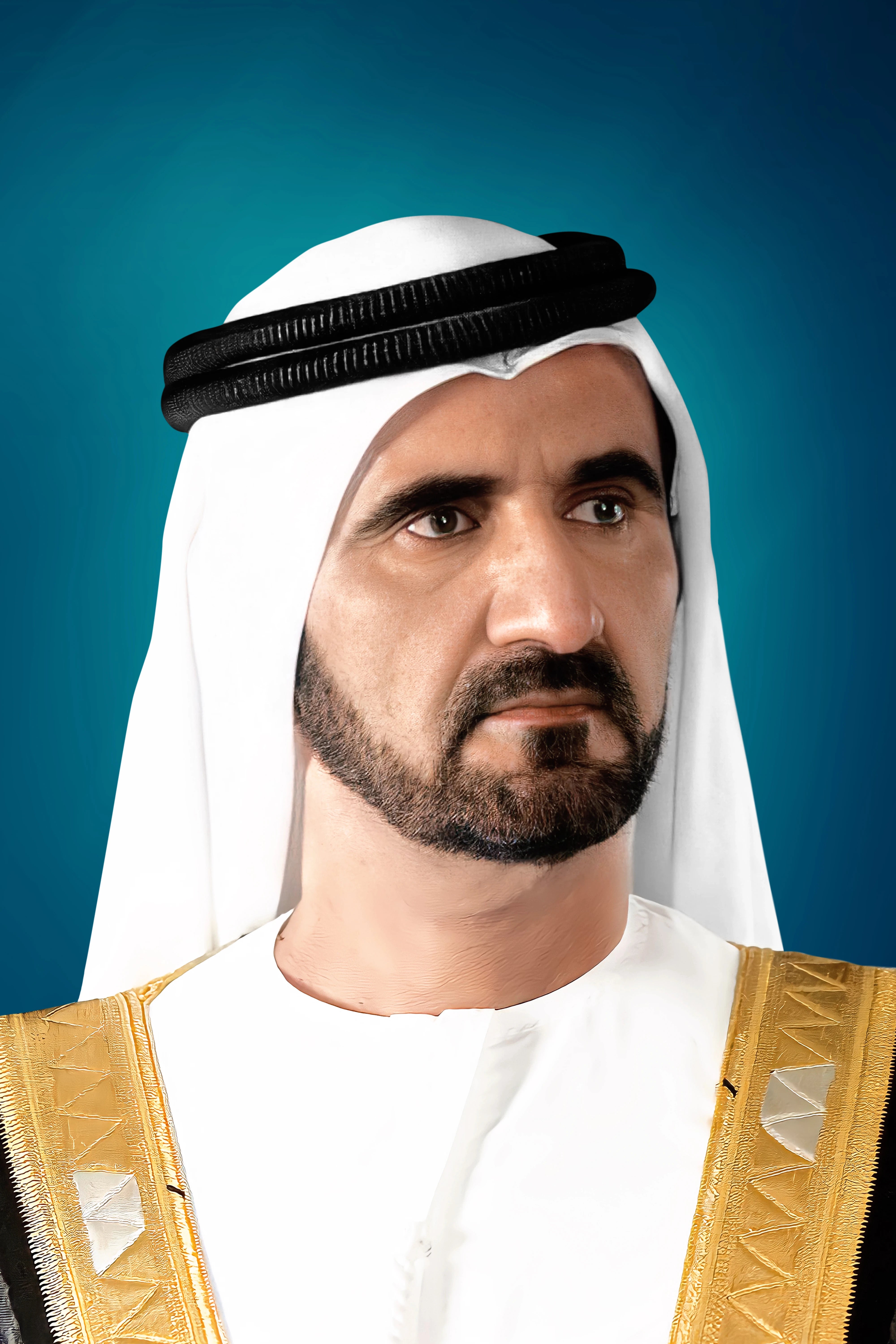 Mohammed Bin Rashid Al Maktoum Blue Grunge Portrait