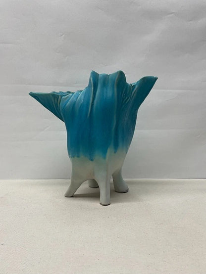 Teal Flower Ceramic Vase