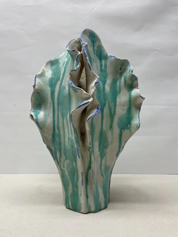 Teal Crystal Ceramic Vase