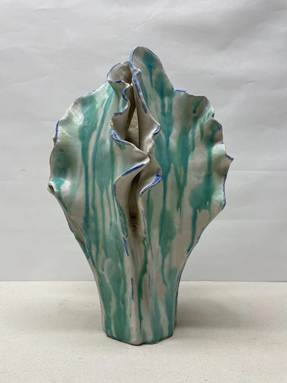 Teal Crystal Ceramic Vase