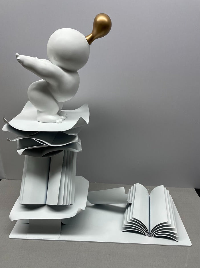 White Figurative Resin Metal Sculpture