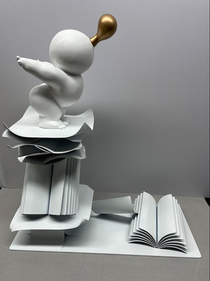 White Figurative Resin Metal Sculpture
