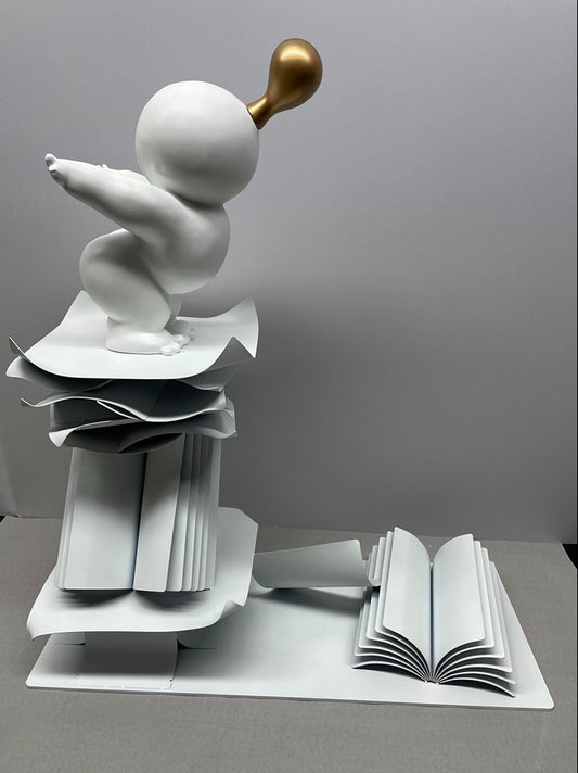 White Figurative Resin Metal Sculpture