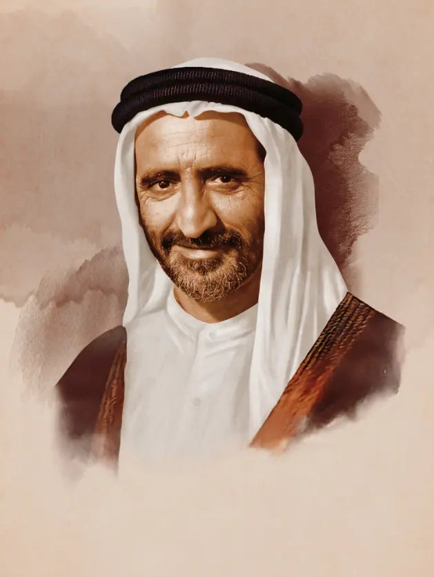 Shop 41 Rashid Sheikh Rashid Bin Saeed Al Maktoum Grunge Portrait – ArtsmileyDecor