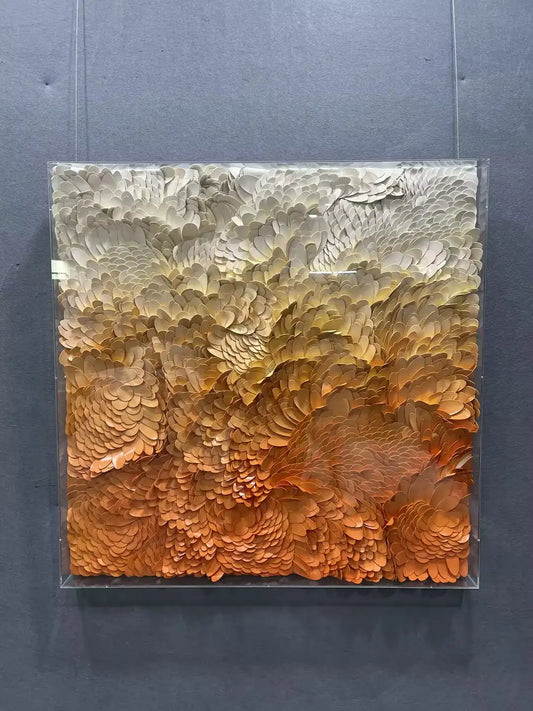 Cognac Leather Texture Abstract Wall Decor Square Design | Art Smiley Decor UAE