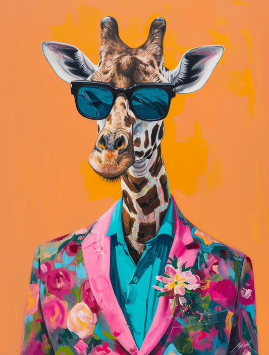 Giraffe In Suit With Sunglasses