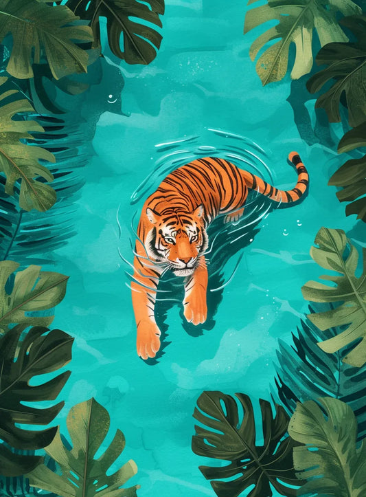 Tiger Sitting In Pond