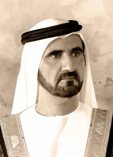 صورة الشيخ محمد بن راشد آل مكتوم ذات الملمس البني