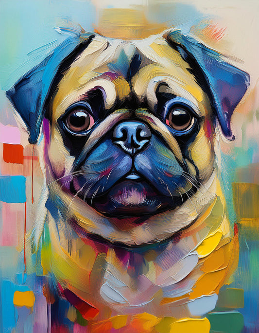 Colorful Pug Portrait I Wall Art