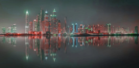Marina Reflection Popart Skyline wall art