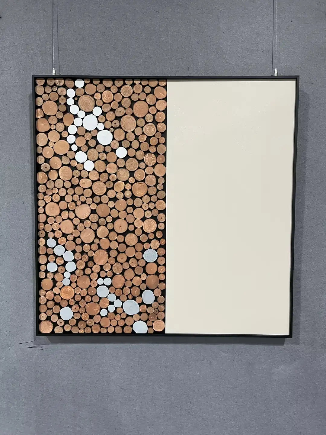 Raw Natural Wood Slice Wall Art Vertical Design | Art Smiley Decor UAE