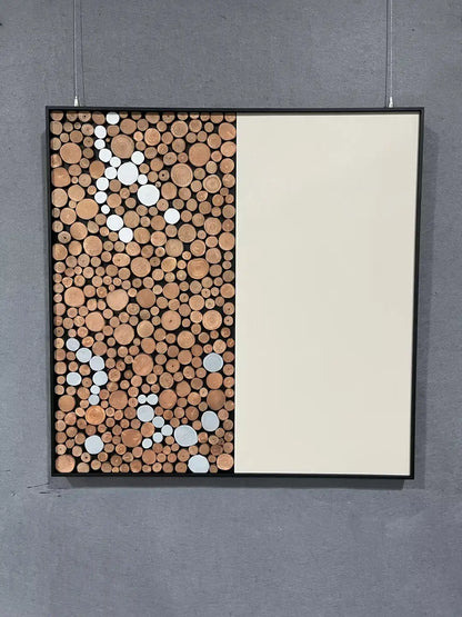 Raw Natural Wood Slice Wall Art Vertical Design | Art Smiley Decor UAE