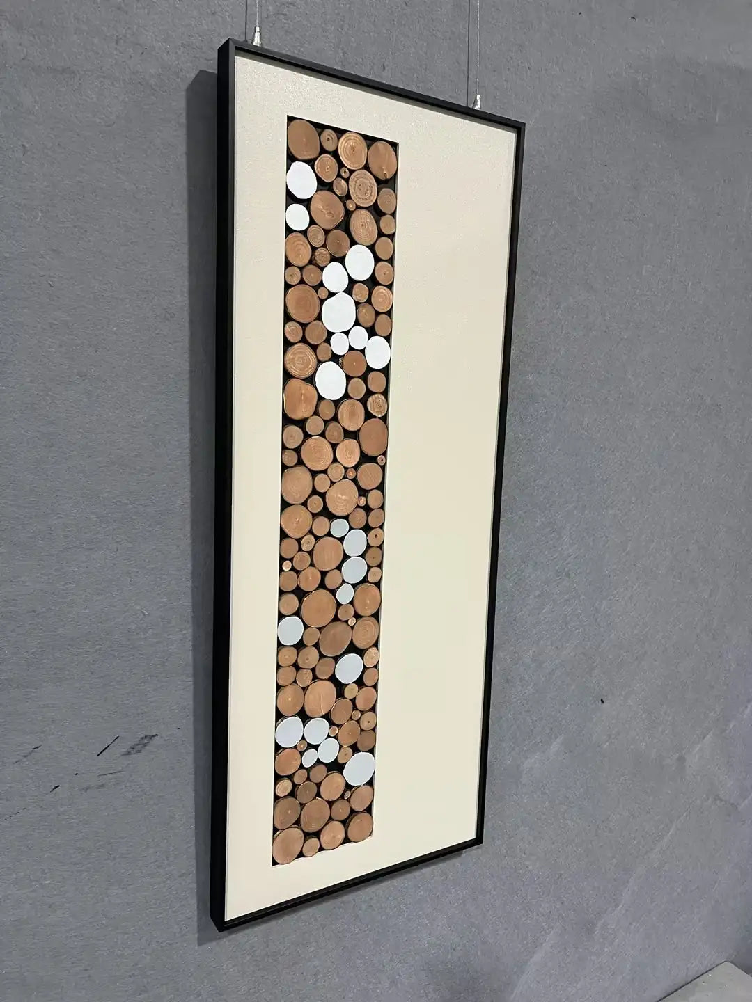 Raw Natural Wood Slice Wall Art Vertical Design | Art Smiley Decor UAE