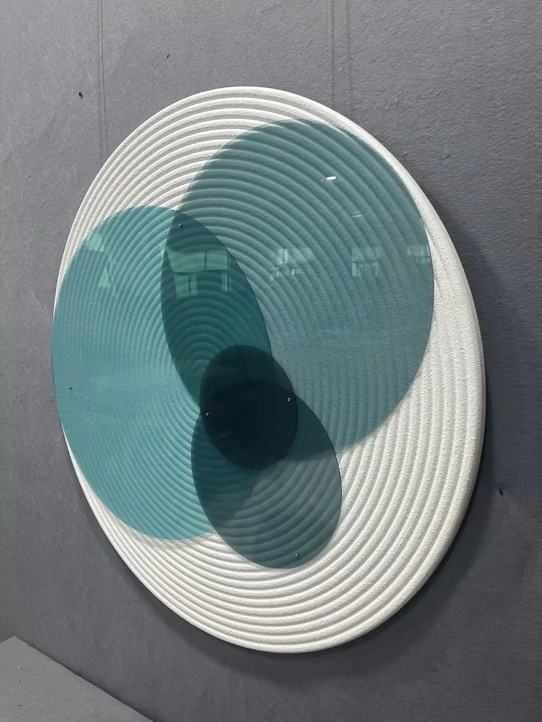 Bleached Wood Carving Hand Painted Wall Art Round Design | Art Smiley Decor UAE