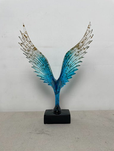 Angel Wings Blue Resin Sculpture artistic sculpture by Artsmiley