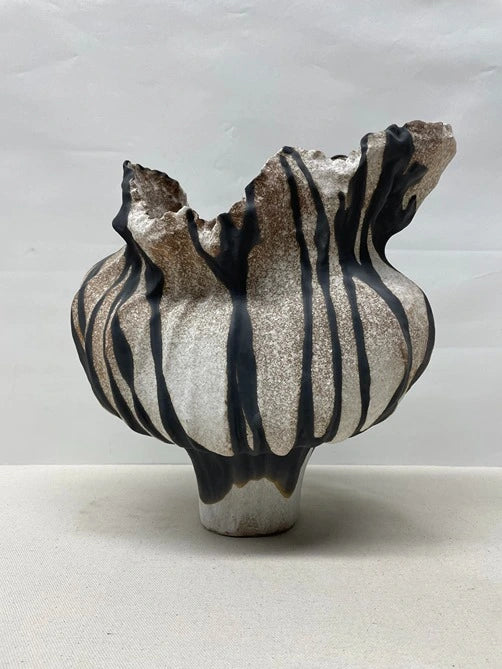 Zebra Ripple Ceramic Vase