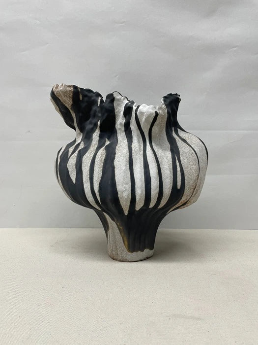 Zebra Ripple Ceramic Vase