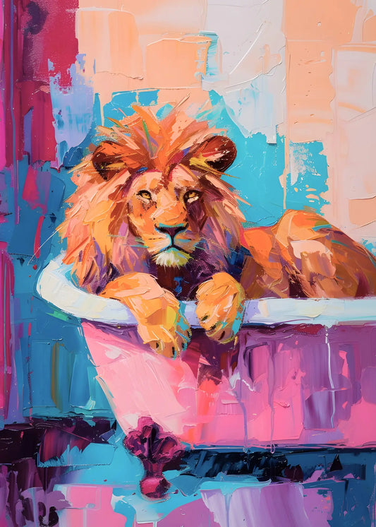 Lion In Pink Jacuzzi