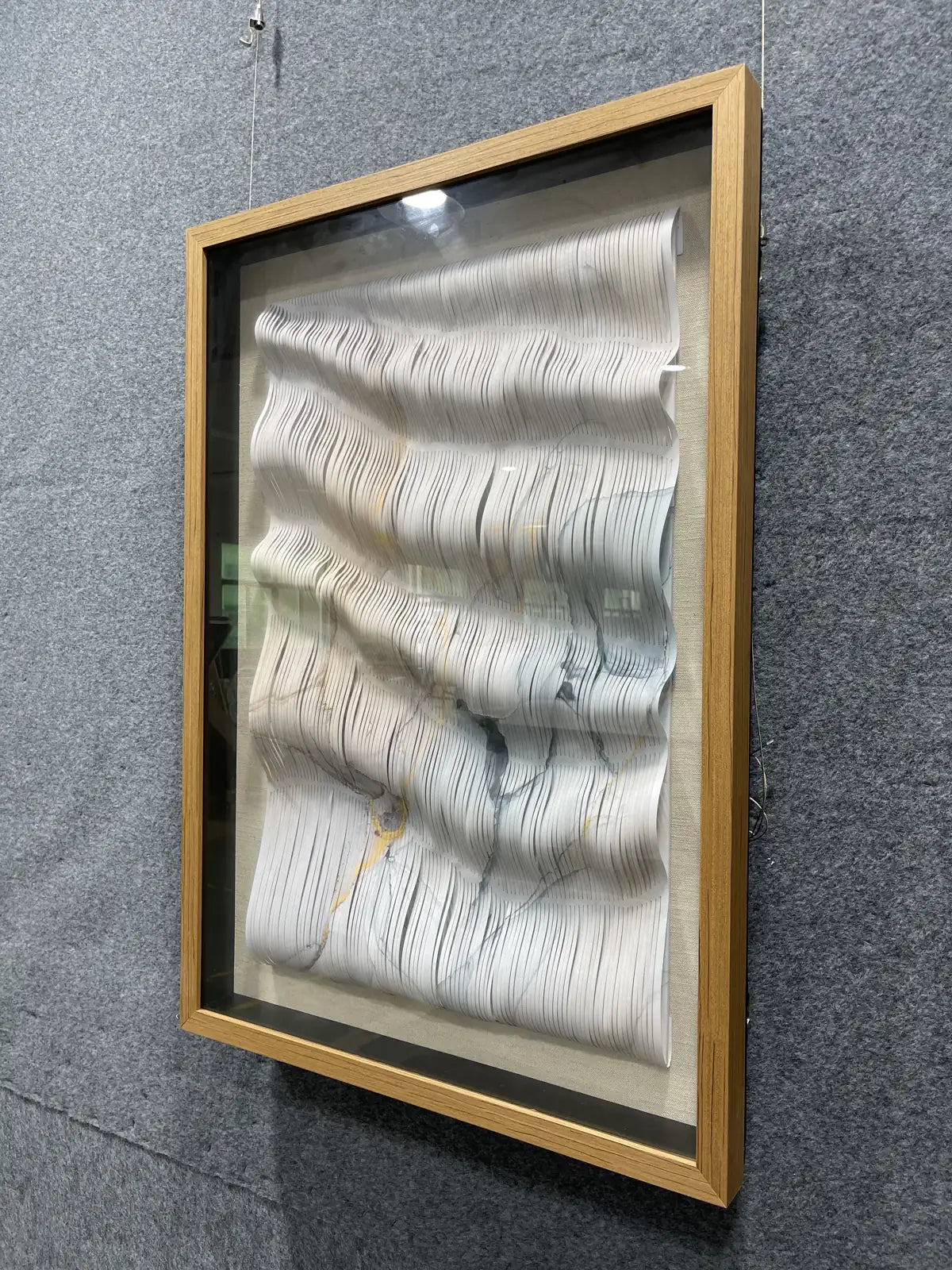 Pleated Paper Art Contemporary Wall Decor Vertical Design | Art Smiley Decor UAE