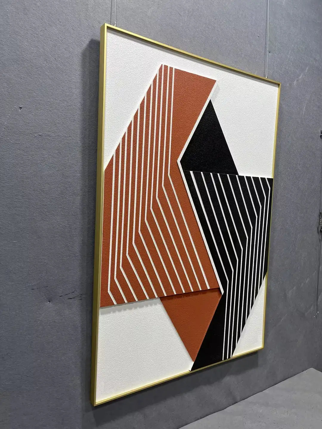 Carved Wood Carving Hand Painted Wall Art Vertical Design | Art Smiley Decor UAE-Orange
