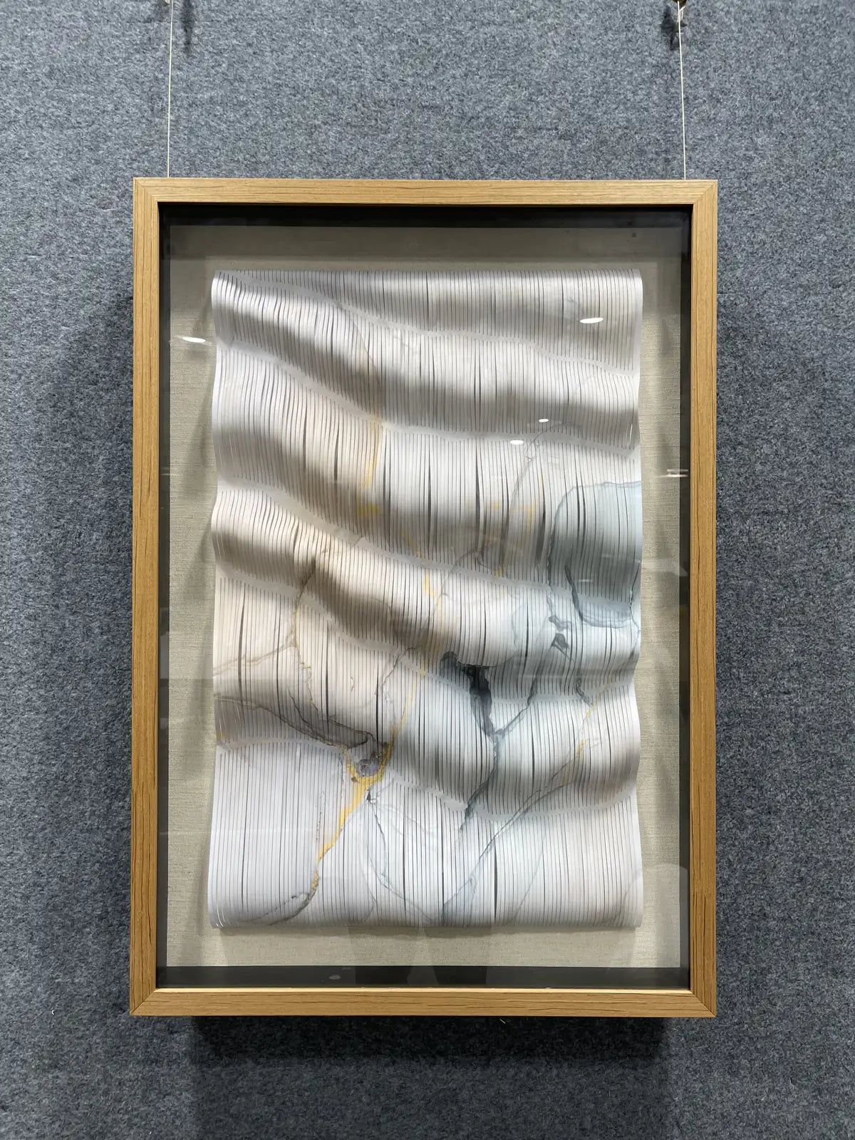 Pleated Paper Art Contemporary Wall Decor Vertical Design | Art Smiley Decor UAE