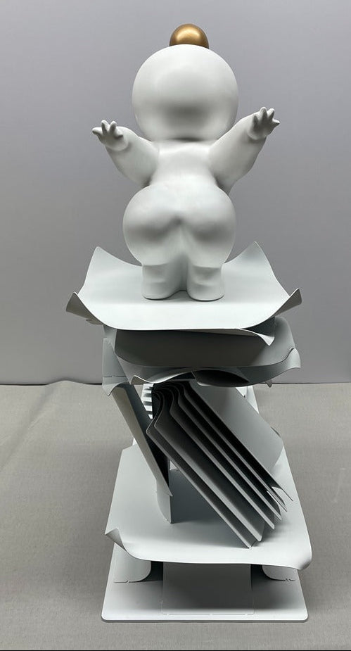 White Figurative Resin Metal Sculpture