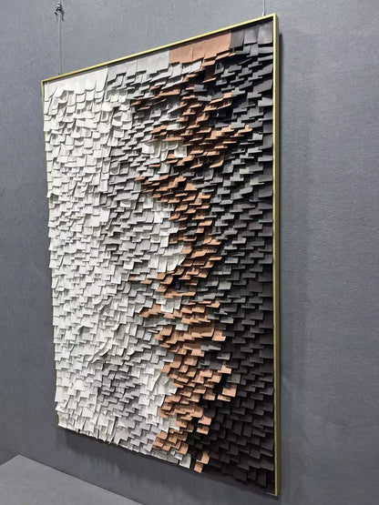 Embossed Leather Texture Abstract Wall Decor Vertical Design | Art Smiley Decor UAE