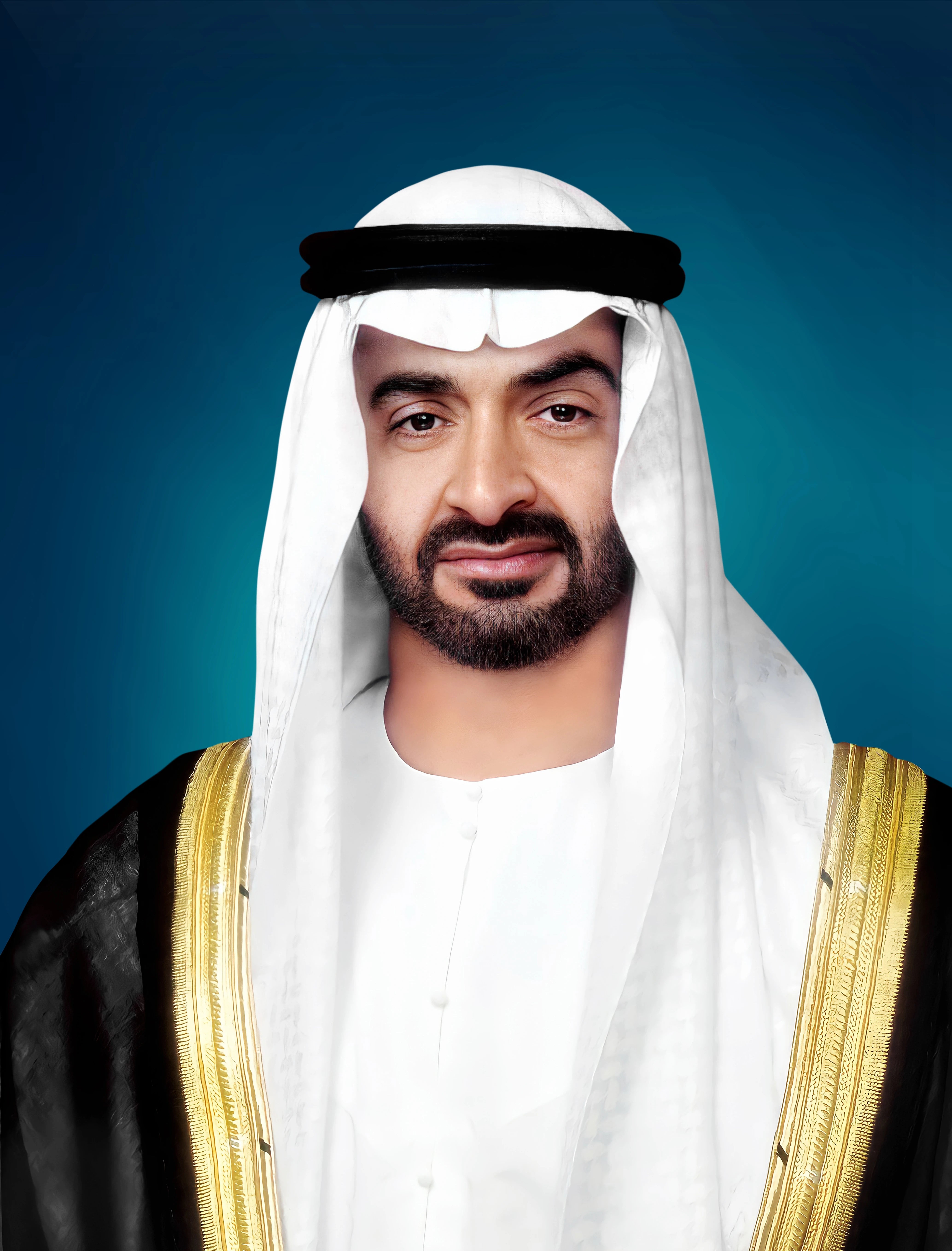 Mohamed Bin Zayed Al Nahyan Blue Grunge Portrait