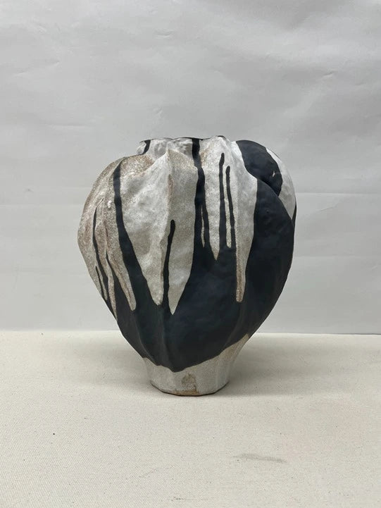 Striped Belly Ceramic Vase