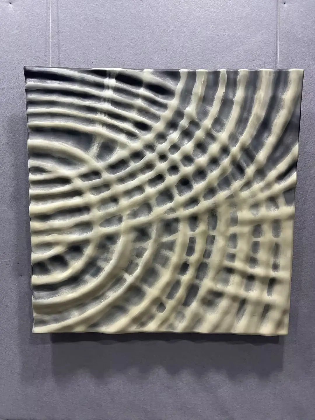 Sanded Wood Carving Hand Painted Wall Art Square Design | Art Smiley Decor UAE