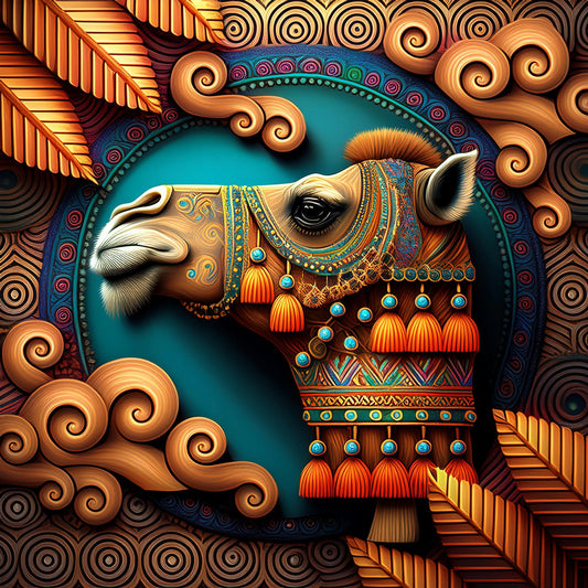 Camel Portrait In Sunset Wall Art