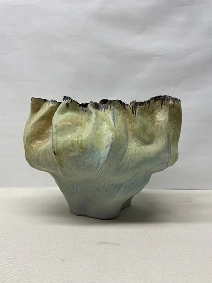 Ruffled Pouch Ceramic Bowl