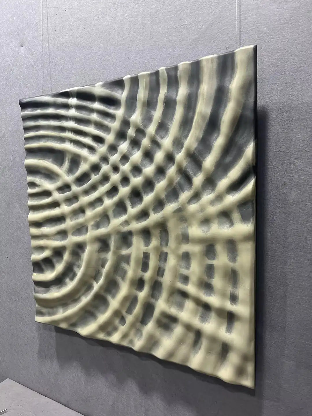 Sanded Wood Carving Hand Painted Wall Art Square Design | Art Smiley Decor UAE