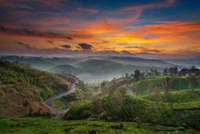 Scenic View Landscape Against Sky Sunset