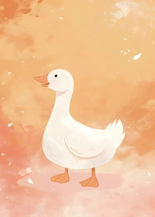 Duck In Orange And Pink Background