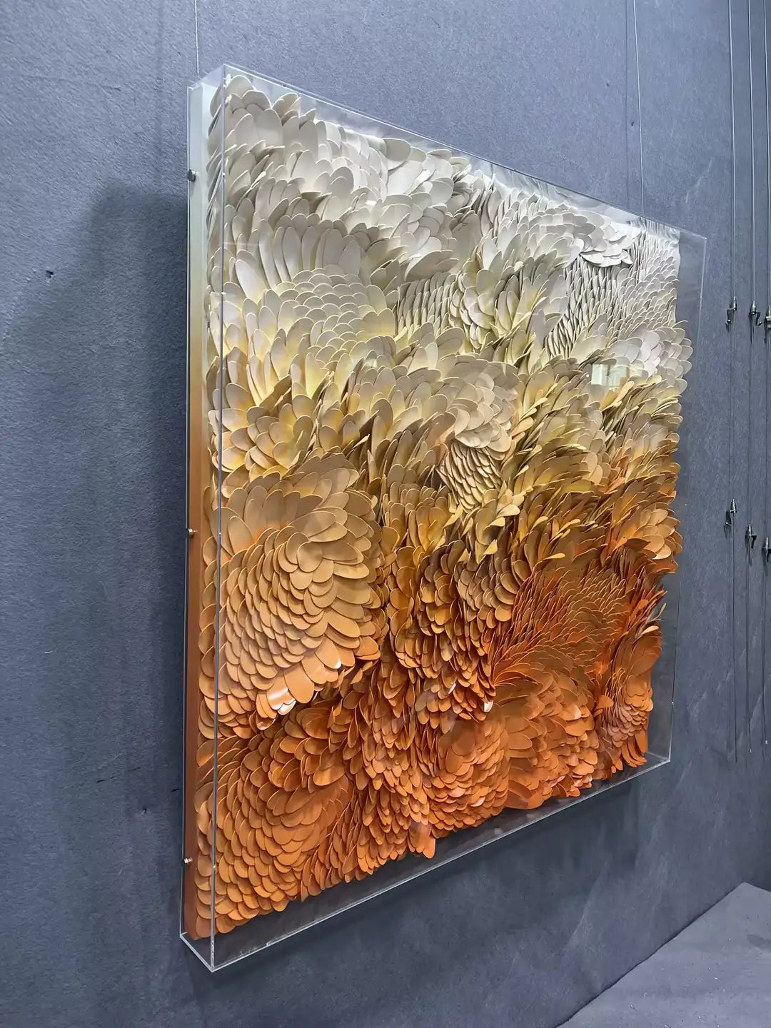 Cognac Leather Texture Abstract Wall Decor Square Design | Art Smiley Decor UAE