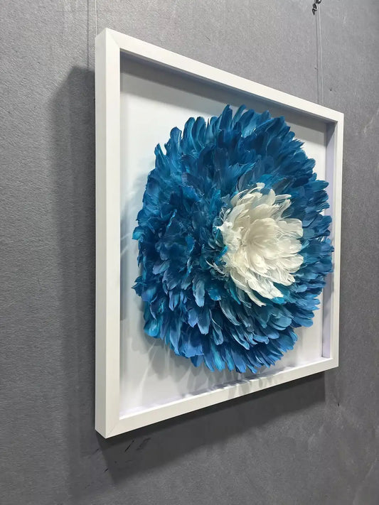 Wispy Feather Texture Contemporary Wall Art Square Design | Art Smiley Decor UAE