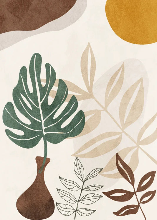 Orange Blue Floral Geometry