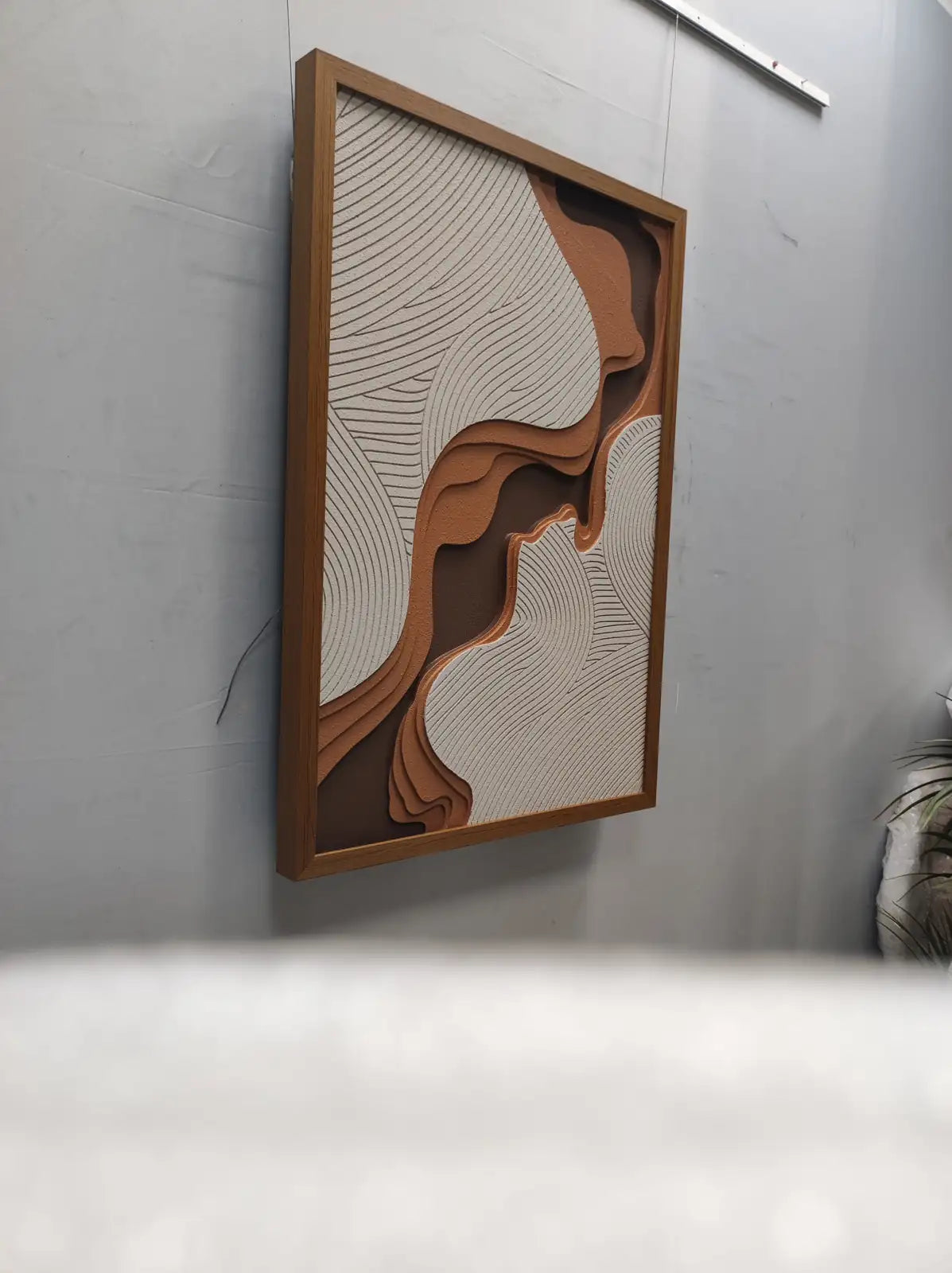 Wabi Wood Carving Hand Painted Wall Art Vertical Design | Art Smiley Decor UAE