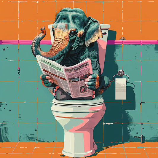 Elephant On Toilet Reading Newspaper 2
