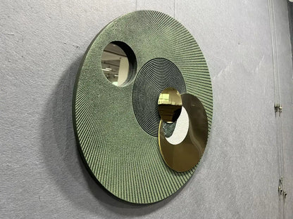 Wabi Wood Carving Hand Painted Wall Art Round Design | Art Smiley Decor UAE