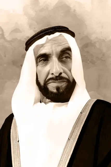 صورة الشيخ زايد بن سلطان آل نهيان رحمه الله، ذات الملمس البني