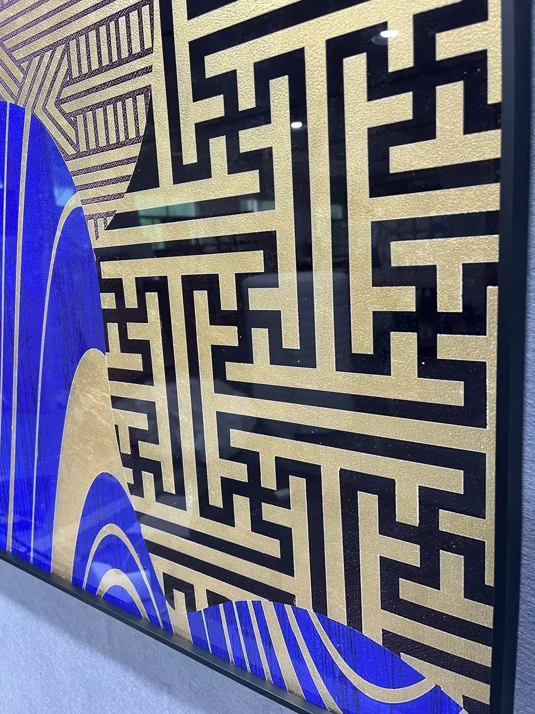 Burnished Gold Foil Abstract Wall Art Square Design | Art Smiley Decor UAE