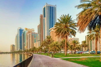 Sharjah Cultural Capital Uae Modern Urban Metropolis Dawn Day Welcome Dubai