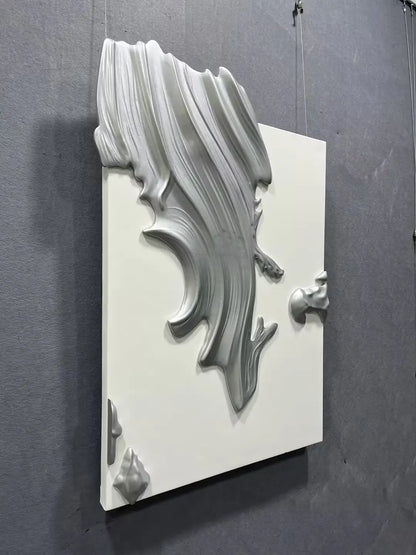 Bleached Wood Carving Hand Painted Wall Art Vertical Design | Art Smiley Decor UAE