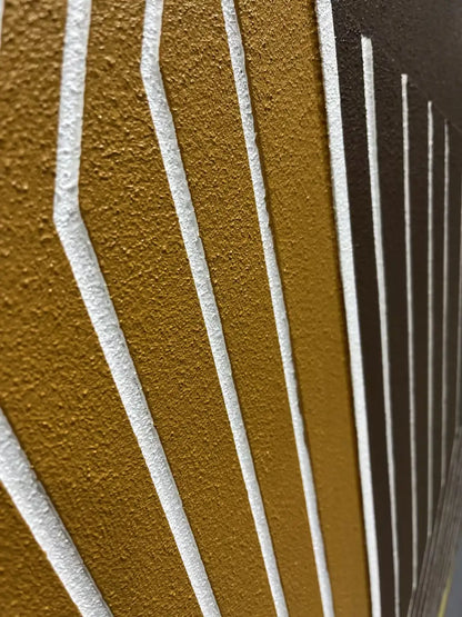 Carved Wood Carving Hand Painted Wall Art Vertical Design | Art Smiley -Decor UAE-yellow
