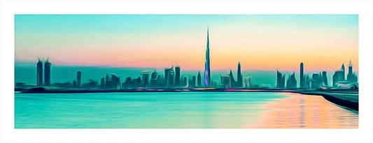 Dubai Skyline Green Skyline wall art