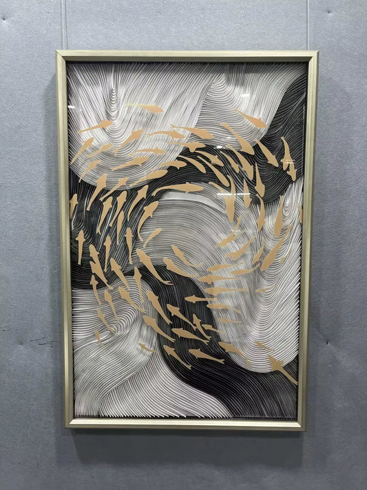 Folded Paper Art Contemporary Wall Decor Vertical Design | Art Smiley Decor UAE