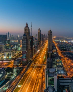 High Angle View Light Trails Dubai Street